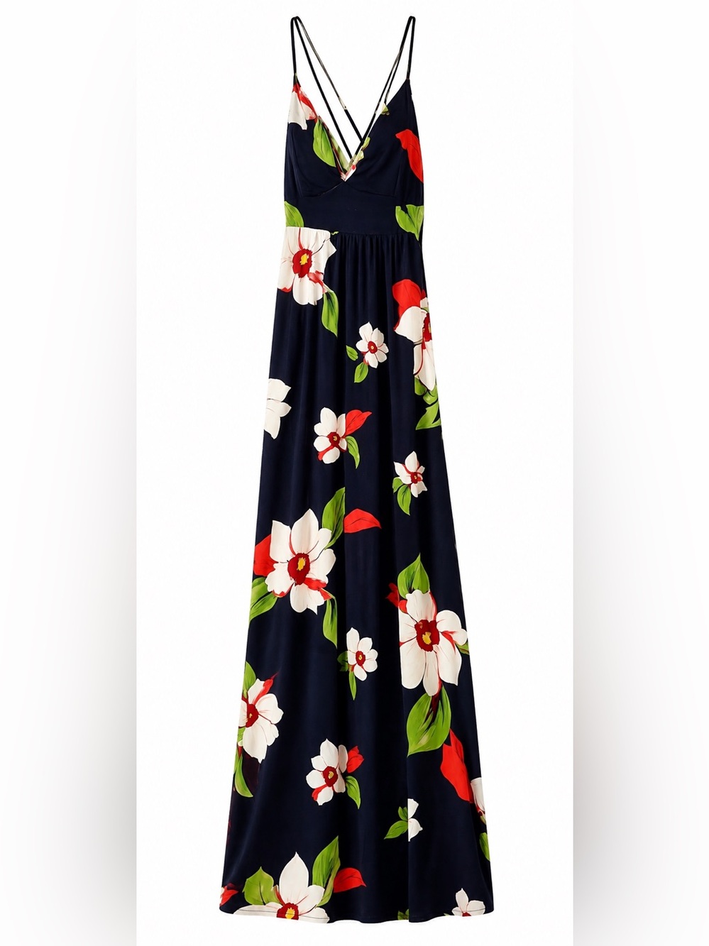 Soieblu Black Maxi Dress with White Floral Print